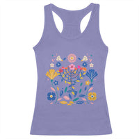 Hanukkah Floral Menorah Racerback Tank Top Jewish Gift For Women - Wonder Print Shop