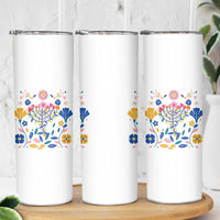 Hanukkah Floral Menorah Skinny Tumbler Jewish Gift For Women - Wonder Print Shop