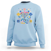 Hanukkah Floral Menorah Sweatshirt Jewish Gift For Women - Wonder Print Shop