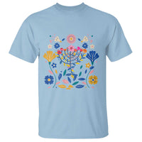 Hanukkah Floral Menorah T Shirt Jewish Gift For Women - Wonder Print Shop