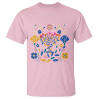 Hanukkah Floral Menorah T Shirt Jewish Gift For Women - Wonder Print Shop