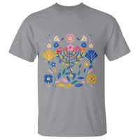 Hanukkah Floral Menorah T Shirt Jewish Gift For Women - Wonder Print Shop