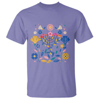 Hanukkah Floral Menorah T Shirt Jewish Gift For Women - Wonder Print Shop