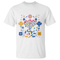 Hanukkah Floral Menorah T Shirt Jewish Gift For Women - Wonder Print Shop