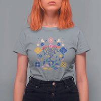 Hanukkah Floral Menorah T Shirt For Women Jewish Gift For Women - Wonder Print Shop