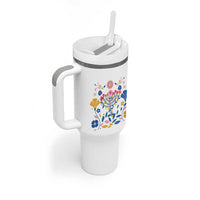 Hanukkah Floral Menorah Tumbler With Handle Jewish Gift For Women - Wonder Print Shop