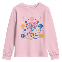 Hanukkah Floral Menorah Youth Sweatshirt Jewish Gift For Women - Wonder Print Shop