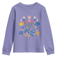 Hanukkah Floral Menorah Youth Sweatshirt Jewish Gift For Women - Wonder Print Shop