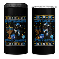 Hanukkah Cat Lover Gifts 4 in 1 Can Cooler Tumbler Happy Hanukkah Meowy Christmas - Wonder Print Shop
