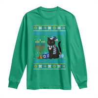 Hanukkah Cat Lover Gifts Long Sleeve Shirt Happy Hanukkah Meowy Christmas - Wonder Print Shop