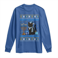 Hanukkah Cat Lover Gifts Long Sleeve Shirt Happy Hanukkah Meowy Christmas - Wonder Print Shop