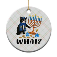 Funny Black Cat Chaos Hanukkah Menorah Gift Ceramic Ornament - Wonder Print Shop