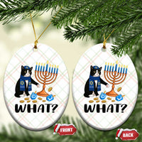 Funny Black Cat Chaos Hanukkah Menorah Gift Ceramic Ornament - Wonder Print Shop