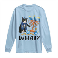 Funny Black Cat Chaos Hanukkah Menorah Gift Long Sleeve Shirt - Wonder Print Shop