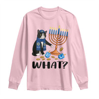 Funny Black Cat Chaos Hanukkah Menorah Gift Long Sleeve Shirt - Wonder Print Shop