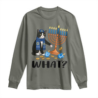 Funny Black Cat Chaos Hanukkah Menorah Gift Long Sleeve Shirt - Wonder Print Shop