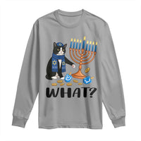 Funny Black Cat Chaos Hanukkah Menorah Gift Long Sleeve Shirt - Wonder Print Shop