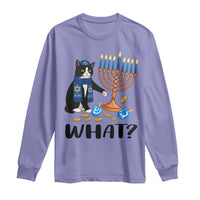 Funny Black Cat Chaos Hanukkah Menorah Gift Long Sleeve Shirt - Wonder Print Shop