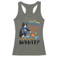 Funny Black Cat Chaos Hanukkah Menorah Gift Racerback Tank Top - Wonder Print Shop