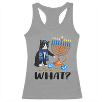 Funny Black Cat Chaos Hanukkah Menorah Gift Racerback Tank Top - Wonder Print Shop