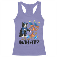 Funny Black Cat Chaos Hanukkah Menorah Gift Racerback Tank Top - Wonder Print Shop