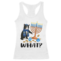 Funny Black Cat Chaos Hanukkah Menorah Gift Racerback Tank Top - Wonder Print Shop
