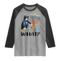 Funny Black Cat Chaos Hanukkah Menorah Gift Raglan Shirt - Wonder Print Shop