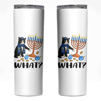 Funny Black Cat Chaos Hanukkah Menorah Gift Skinny Tumbler - Wonder Print Shop