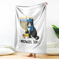 Meowzel Tov Throw Blanket Black Cat Playing Dreidel Menorah Hanukkah Gift - Wonder Print Shop