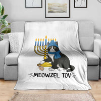 Meowzel Tov Throw Blanket Black Cat Playing Dreidel Menorah Hanukkah Gift - Wonder Print Shop