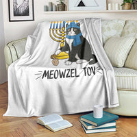 Meowzel Tov Throw Blanket Black Cat Playing Dreidel Menorah Hanukkah Gift - Wonder Print Shop