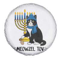 Meowzel Tov Spare Tire Cover Black Cat Playing Dreidel Menorah Hanukkah Gift - Wonder Print Shop