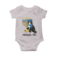 Meowzel Tov Baby Onesie Black Cat Playing Dreidel Menorah Hanukkah Gift - Wonder Print Shop