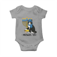 Meowzel Tov Baby Onesie Black Cat Playing Dreidel Menorah Hanukkah Gift - Wonder Print Shop
