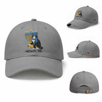 Meowzel Tov Baseball Cap Black Cat Playing Dreidel Menorah Hanukkah Gift