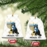 Meowzel Tov Ceramic Ornament Black Cat Playing Dreidel Menorah Hanukkah Gift - Wonder Print Shop