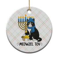 Meowzel Tov Ceramic Ornament Black Cat Playing Dreidel Menorah Hanukkah Gift - Wonder Print Shop