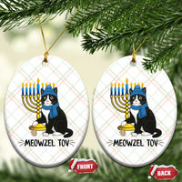Meowzel Tov Ceramic Ornament Black Cat Playing Dreidel Menorah Hanukkah Gift - Wonder Print Shop