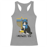 Meowzel Tov Racerback Tank Top Black Cat Playing Dreidel Menorah Hanukkah Gift - Wonder Print Shop
