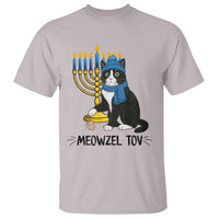 Meowzel Tov T Shirt Black Cat Playing Dreidel Menorah Hanukkah Gift - Wonder Print Shop