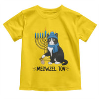 Meowzel Tov Toddler T Shirt Black Cat Playing Dreidel Menorah Hanukkah Gift - Wonder Print Shop