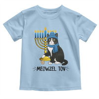 Meowzel Tov Toddler T Shirt Black Cat Playing Dreidel Menorah Hanukkah Gift - Wonder Print Shop