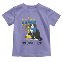 Meowzel Tov Toddler T Shirt Black Cat Playing Dreidel Menorah Hanukkah Gift - Wonder Print Shop