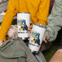 Meowzel Tov Tumbler Cup Black Cat Playing Dreidel Menorah Hanukkah Gift - Wonder Print Shop