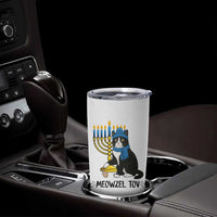 Meowzel Tov Tumbler Cup Black Cat Playing Dreidel Menorah Hanukkah Gift - Wonder Print Shop