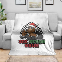 Biker Santa Six Seven Bruh Throw Blanket Christmas Gift For Gen Z - Wonder Print Shop