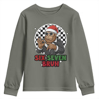 Biker Santa Six Seven Bruh Youth Sweatshirt Christmas Gift For Gen Z - Wonder Print Shop
