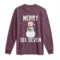 Funny Snowman Merry Six Seven Meme Long Sleeve Shirt Christmas Trending 67 Gift - Wonder Print Shop