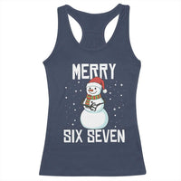 Funny Snowman Merry Six Seven Meme Racerback Tank Top Christmas Trending 67 Gift - Wonder Print Shop