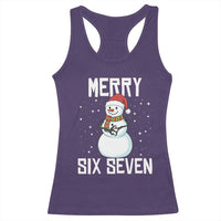 Funny Snowman Merry Six Seven Meme Racerback Tank Top Christmas Trending 67 Gift - Wonder Print Shop